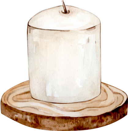 White watercolor candle on a stand clipart